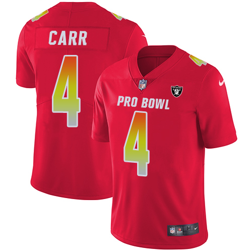 Raiders #4 Derek Carr Red Men's Stitched Limited AFC 2018 Pro Bowl Jersey
