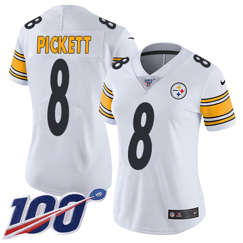 Steelers #8 Kenny Pickett White Women's Stitched 100th Season Vapor Untouchable Limited Jersey