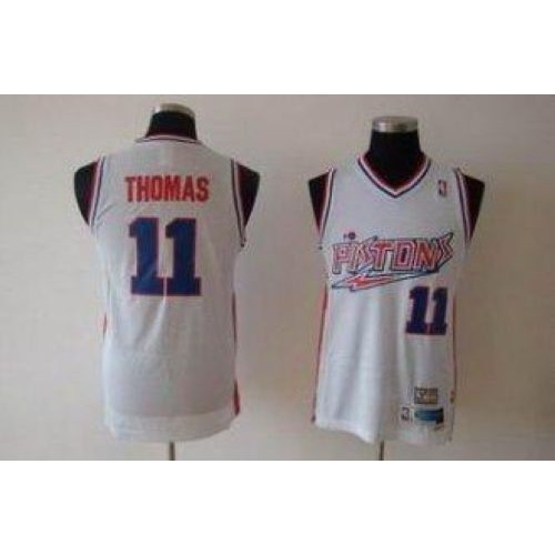 Detroit Pistons #11 Isiah Thomas White Swingman Throwback Stitched Jersey Mens