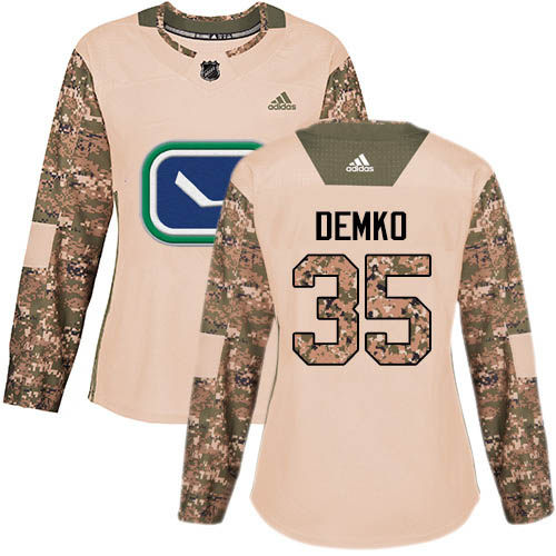 Adidas Vancouver Canucks #35 Thatcher Demko Camo Authentic 2017 Veterans Day Women's Stitched Jersey Womens