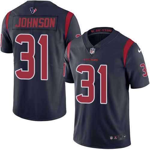 Houston Texans #31 David Johnson Navy Blue Men's Stitched Limited Rush Jersey Men's
