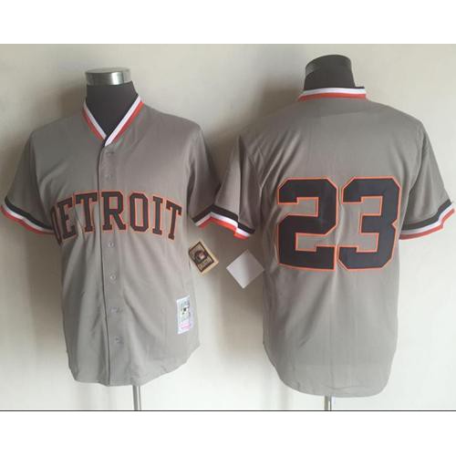 Mitchell And Ness Detroit Tigers #23 Kirk Gibson Grey Throwback Stitched Jersey Men's