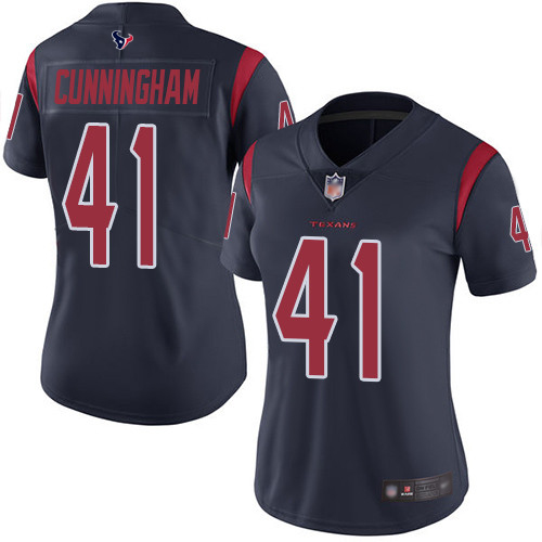 Houston Texans #41 Zach Cunningham Navy Blue Women's Stitched Limited Rush Jersey Womens