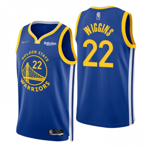 Golden State Warriors #22 Andrew Wiggins Royal Mens 2021-22 75th Anniversary Diamond Swingman Jersey - Icon Edition Mens