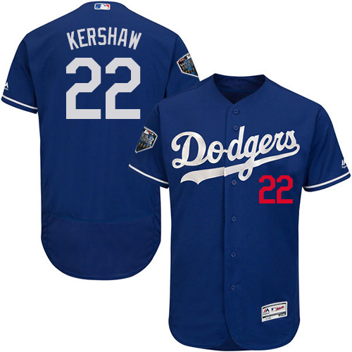 Los Angeles Dodgers #22 Clayton Kershaw Blue Flexbase Authentic Collection 2018 World Series Stitched Jersey Men's