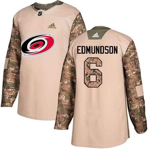 Adidas Carolina Hurricanes #6 Joel Edmundson Camo Authentic 2017 Veterans Day Stitched Jersey Men's
