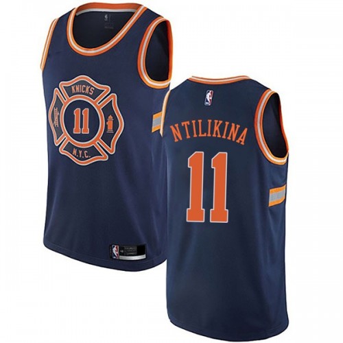 New York Knicks #11 Frank Ntilikina Navy Swingman City Edition Jersey Mens