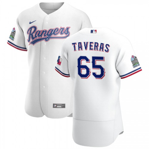 Texas Texas Rangers #65 Leody Taveras Men's White Home 2020 Authentic Patch Player Jersey Men's
