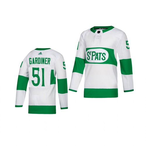 Adidas Maple Toronto Maple Leafs #51 Jake Gardiner White 2019 St. Patrick's Day Authentic Player Stitched Youth Jersey Youth