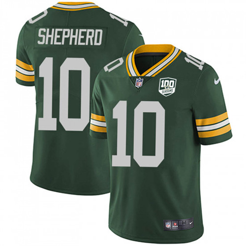 Green Bay Packers #10 Darrius Shepherd Green Team Color Youth 100th Season Stitched Vapor Untouchable Limited Jersey Youth