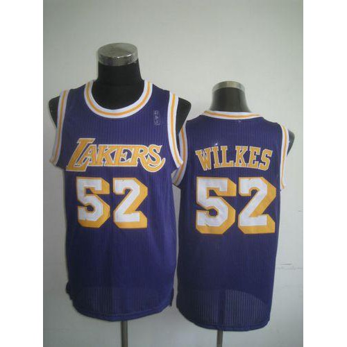 Los Angeles Lakers #52 Jamaal Wilkes Purple Throwback Stitched Jersey Mens