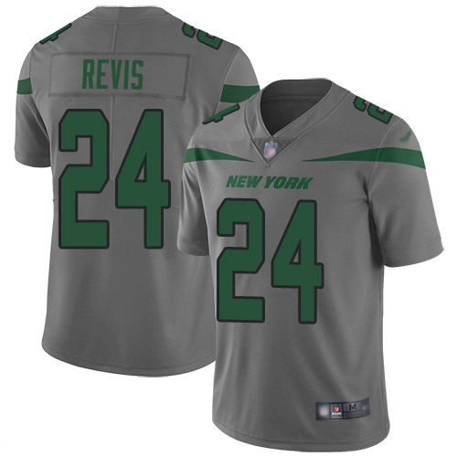 Jets #24 Darrelle Revis Gray Youth Stitched Limited Inverted Legend Jersey
