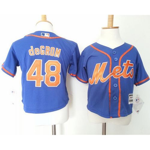 Toddler New York Mets #48 Jacob DeGrom Blue Alternate Home Cool Base Stitched Jersey Youth