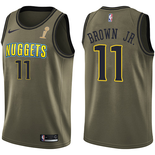 Nuggets #11 Bruce Brown Jr. Green 2023 Finals Champions Salute To Service Swingman Jersey