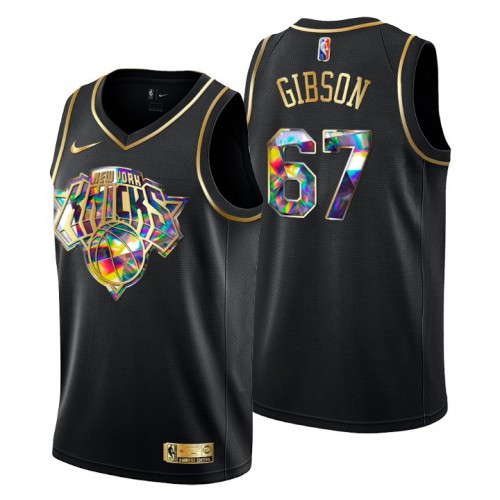 New York New York Knicks #67 Taj Gibson Mens Golden Edition Diamond Logo 2021/22 Swingman Jersey - Black Mens