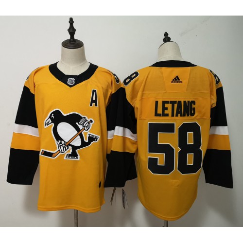 Adidas Pittsburgh Penguins #58 Kris Letang Gold Alternate Stitched Jersey Men's