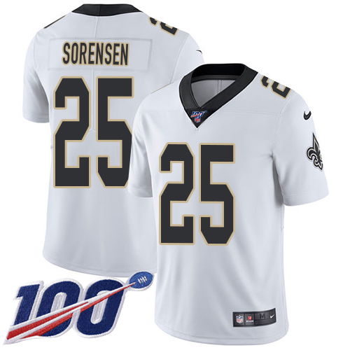 Saints #25 Daniel Sorensen White Youth Stitched 100th Season Vapor Limited Jersey