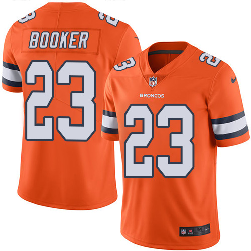 Denver Broncos #23 Devontae Booker Orange Men's Stitched Limited Rush Jersey Men's