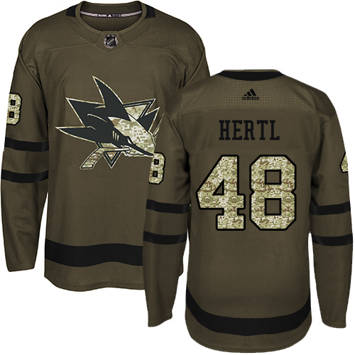 Adidas San Jose Sharks #48 Tomas Hertl Green Salute to Service Stitched Jersey Men's