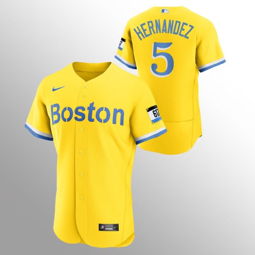 Boston Boston Red Sox #5 Enrique Hernandez Men's 2021 City Connect Gold Authentic Jersey Men's