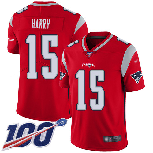 New England Patriots #15 N'Keal Harry Red Men's Stitched Limited Inverted Legend 100th Season Jersey Men's
