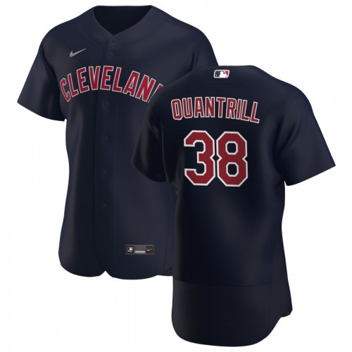 Cleveland Guardians #38 Cal Quantrill Men's Navy Alternate 2020 Authentic Player Jersey Men's