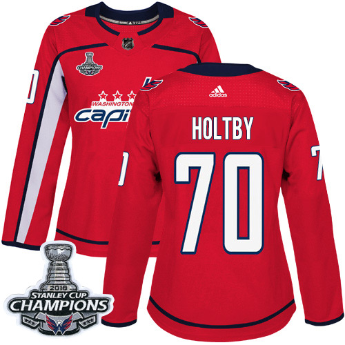 Adidas Washington Capitals #70 Braden Holtby Red Home Authentic Stanley Cup Final Champions Women's Stitched Jersey Womens