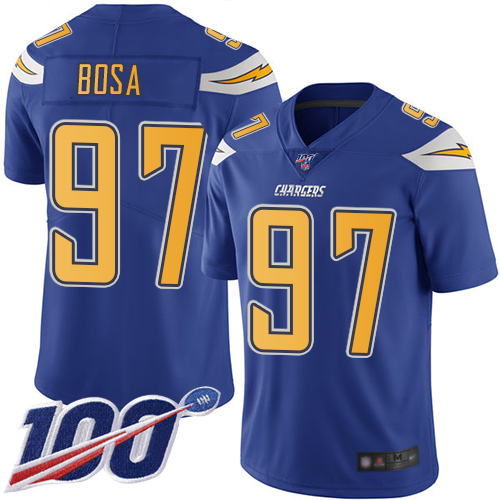 Chargers #97 Joey Bosa Electric Blue Men's Stitched Limited Rush 100th Season Jersey