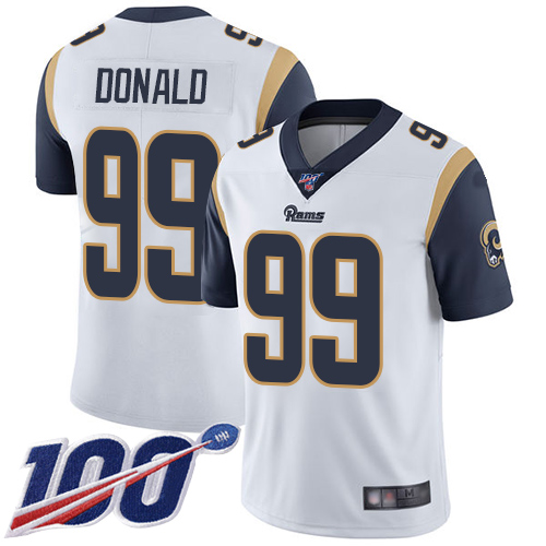 Rams #99 Aaron Donald White Youth Stitched 100th Season Vapor Limited Jersey