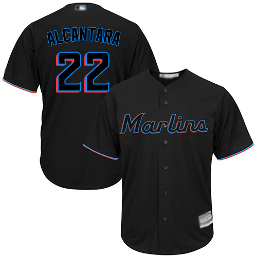 Miami Marlins #22 Sandy Alcantara Black Cool Base Stitched Youth Jersey Youth