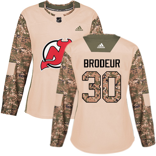 Adidas New Jersey Devils #30 Martin Brodeur Camo Authentic 2017 Veterans Day Women's Stitched Jersey Womens
