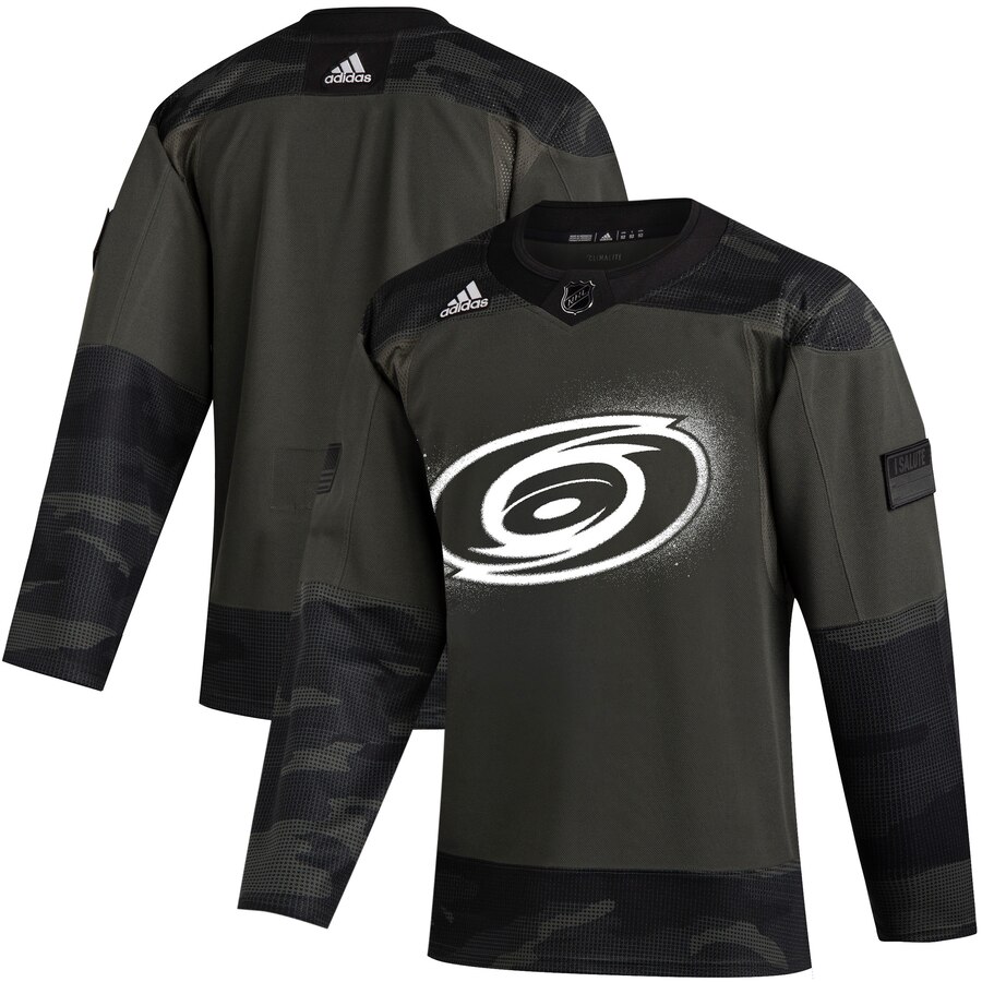 Carolina Hurricanes Adidas 2019 Veterans Day Authentic Practice Jersey Camo