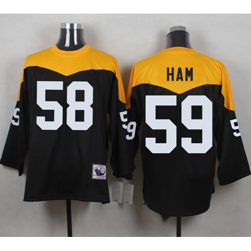 Mitchell And Ness 1967 Pittsburgh Steelers #59 Jack Ham Black/Yelllow Throwback Men's Stitched Jersey Men's