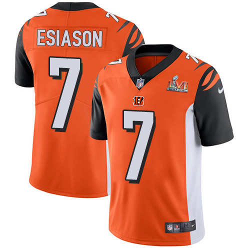 Cincinnati Bengals #7 Boomer Esiason Orange Alternate Super Bowl LVI Patch Men's Stitched Vapor Untouchable Limited Jersey Men's