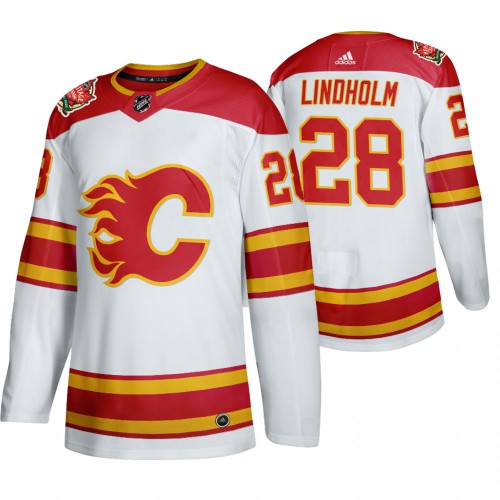 Calgary Calgary Flames #28 Elias Lindholm Men's 2019-20 Heritage Classic Authentic White Stitched Jersey Men's