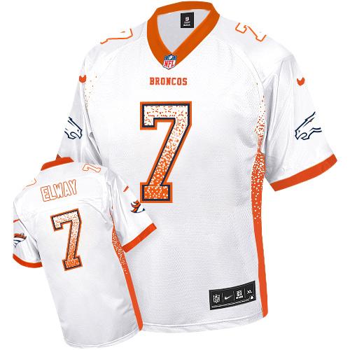 Broncos #7 John Elway White Youth Stitched Elite Drift Fashion Jersey