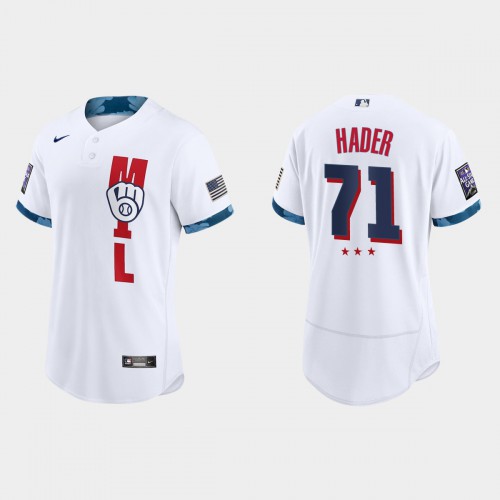 Milwaukee Milwaukee Brewers #71 Josh Hader 2021 All Star Game Authentic White Jersey Men's
