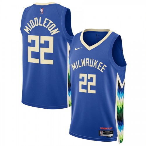 Milwaukee Milwaukee Bucks #22 Khris Middleton Unisex Royal 2022-23 Swingman Jersey - City Edition Mens