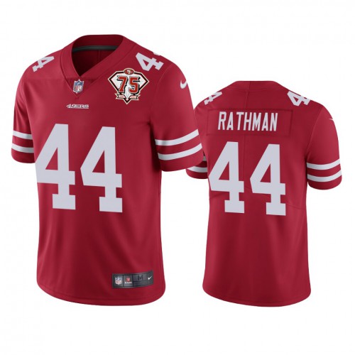 San Francisco 49ers #44 Tom Rathman Red Youth 75th Anniversary Stitched Vapor Untouchable Limited Jersey Youth