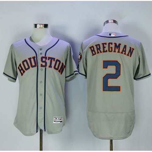 Houston Astros #2 Alex Bregman Grey Flexbase Authentic Collection Stitched Jersey Men's