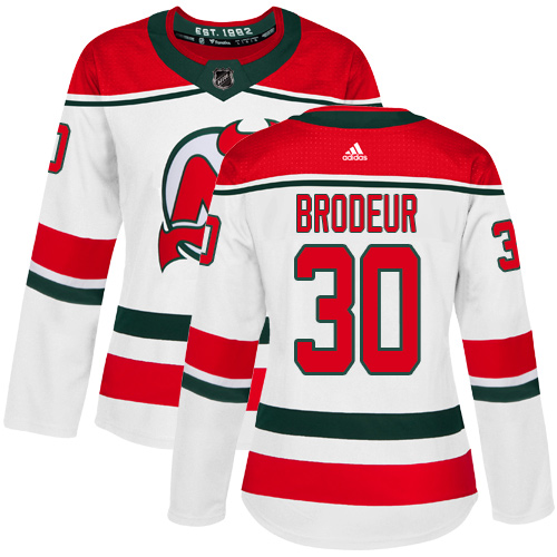 Adidas New Jersey Devils #30 Martin Brodeur White Alternate Authentic Women's Stitched Jersey Womens