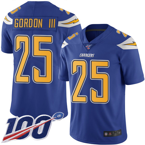 Los Angeles Chargers #25 Melvin Gordon III Electric Blue Men's Stitched Limited Rush 100th Season Jersey Men's