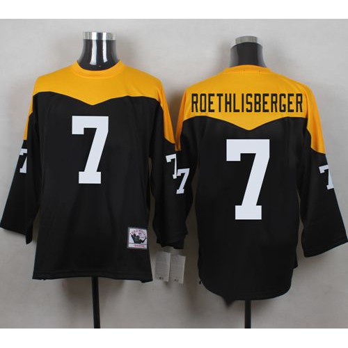 Mitchell And Ness 1967 Pittsburgh Steelers #7 Ben Roethlisberger Black/Yelllow Throwback Men's Stitched Jersey Men's