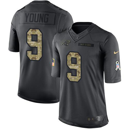 Panthers #9 Bryce Young Black Youth Stitched Limited 2016 Salute To Service Jersey