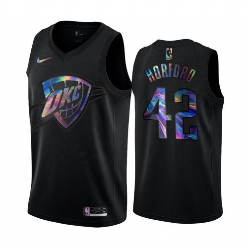 Oklahoma City Thunder #42 Al Horford Mens Iridescent Holographic Collection Jersey - Black Mens
