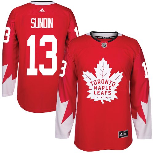 Adidas Maple Toronto Maple Leafs #13 Mats Sundin Red Team Canada Authentic Stitched Jersey Men's
