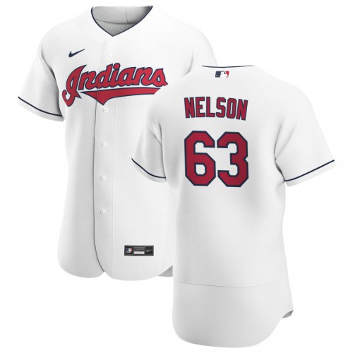 Cleveland Guardians #63 Kyle Nelson Men's White Home 2020 Authentic Team Jersey Men's