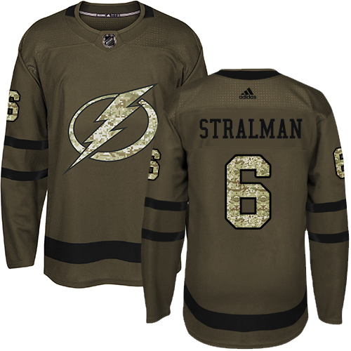 Adidas Tampa Bay Lightning #6 Anton Stralman Green Salute to Service Stitched Jersey Men's