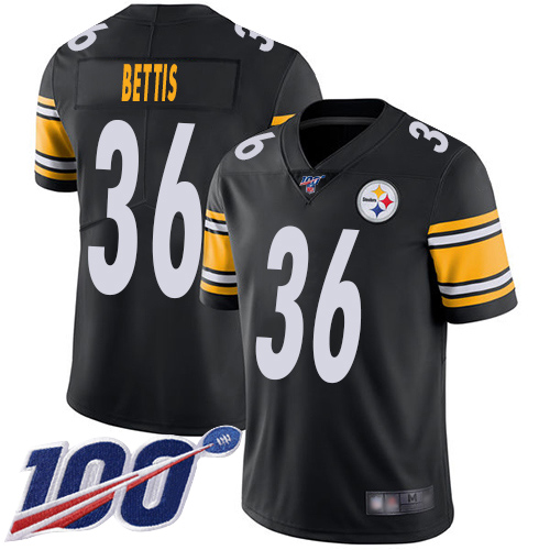 Steelers #36 Jerome Bettis Black Team Color Men's Stitched 100th Season Vapor Limited Jersey