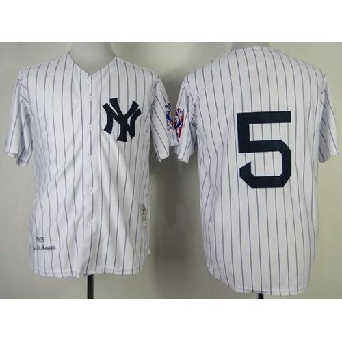 Mitchell And Ness 1939 New York Yankees #5 Joe DiMaggio White Throwback Stitched Jersey Men's
